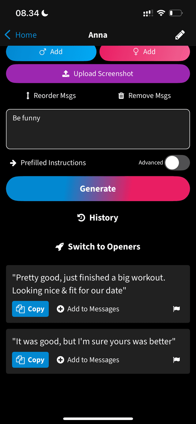 FireTexts results after requesting funny responses
