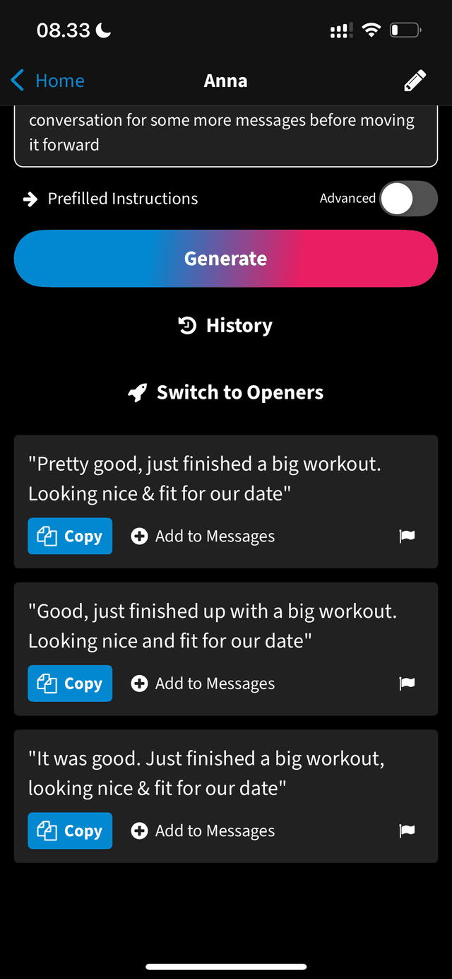 FireTexts generating nearly identical responses despite custom instructions