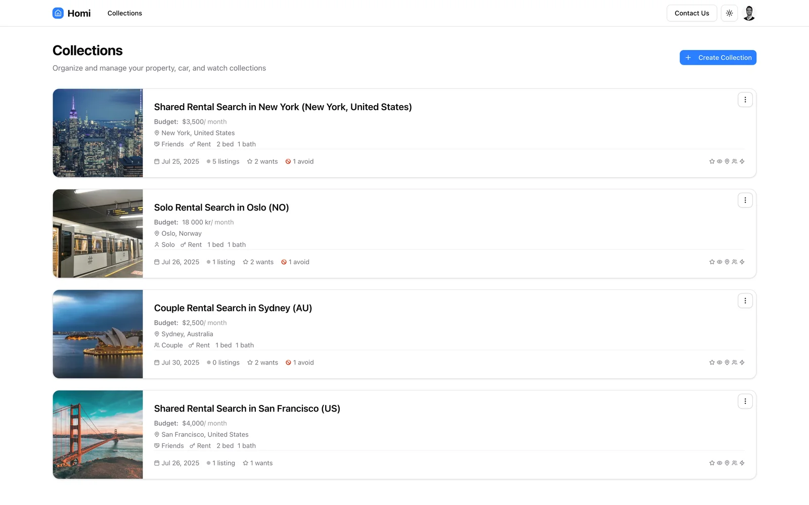 Homi collections workspace preview